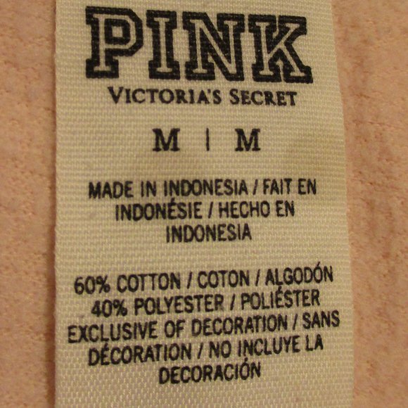 PINK Victoria Secret Woman Medium Pink White Graphic Warm Pullover Hoodie - Picture 8 of 8